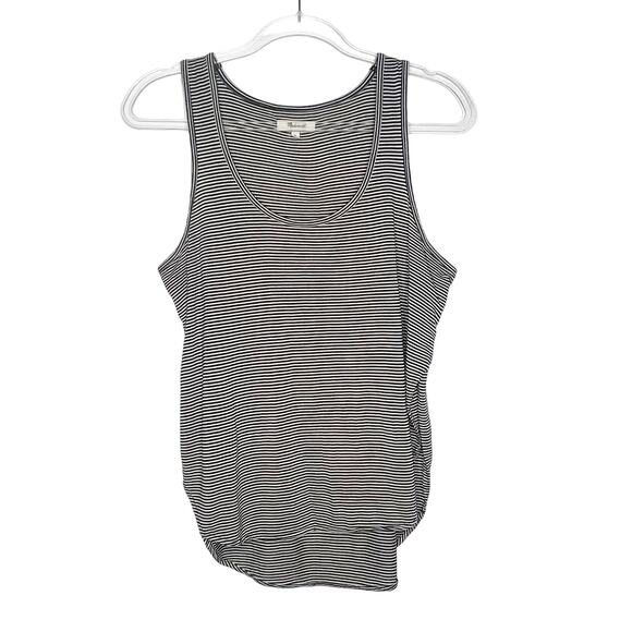 MADEWELL Strum Tank Top Racerback Side Slit Doran Stripe Black White Size Medium - Picture 11 of 11
